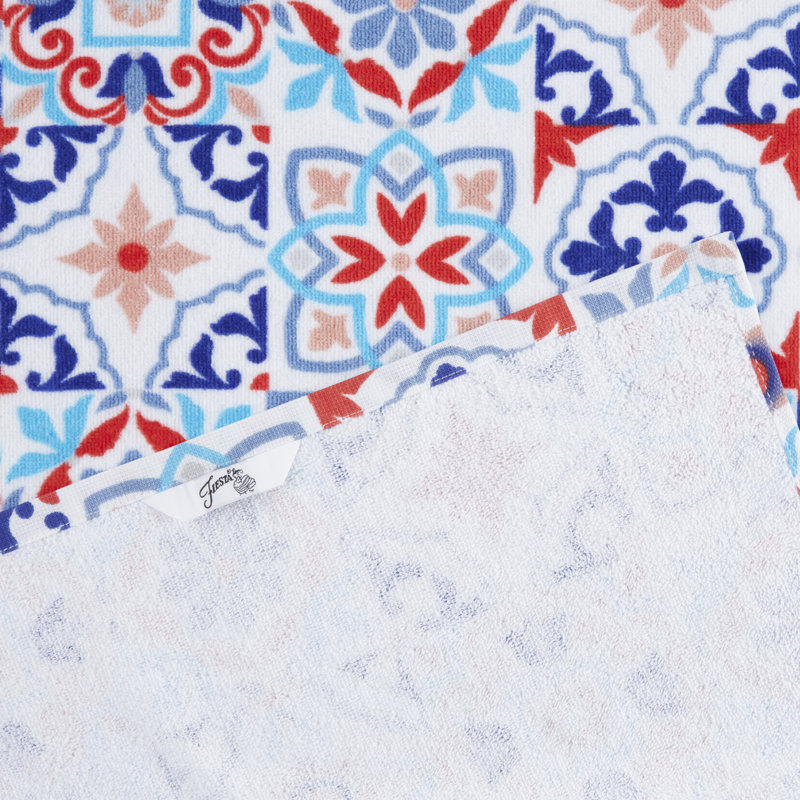 Fiesta Worn Tiles Kitchen Towels 2Pack Set, Red/Blue, 16"x28" Wayfair